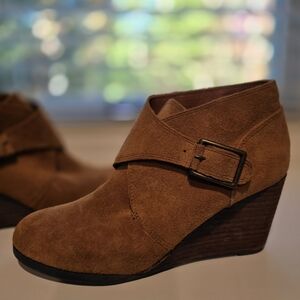 Lucky Brand Brown Suede Wedge Boots